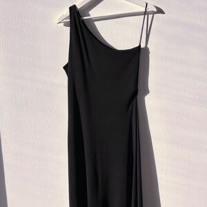 Exquisitely Simple Lauren RALPH LAUREN One Shoulder Navy Knit Long Gown. Size L